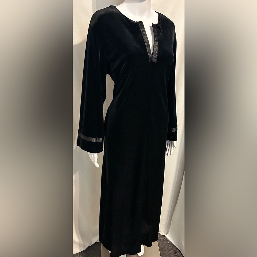 Nwt Oscar De La Renta Sz M Velvet Maxi Dress Satin Trim Elegant Gothic Witchy